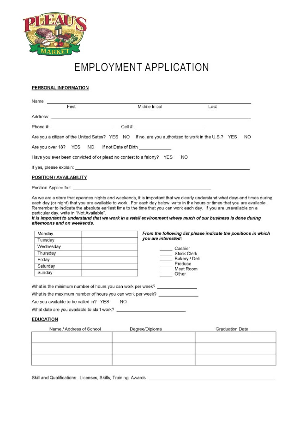 Employment Application